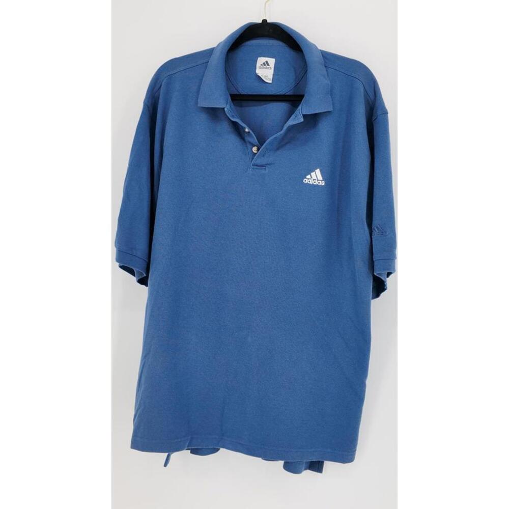 Adidas Men's Polo Shirt Blue Size XLarge Cotton Breathable Athletic Casual